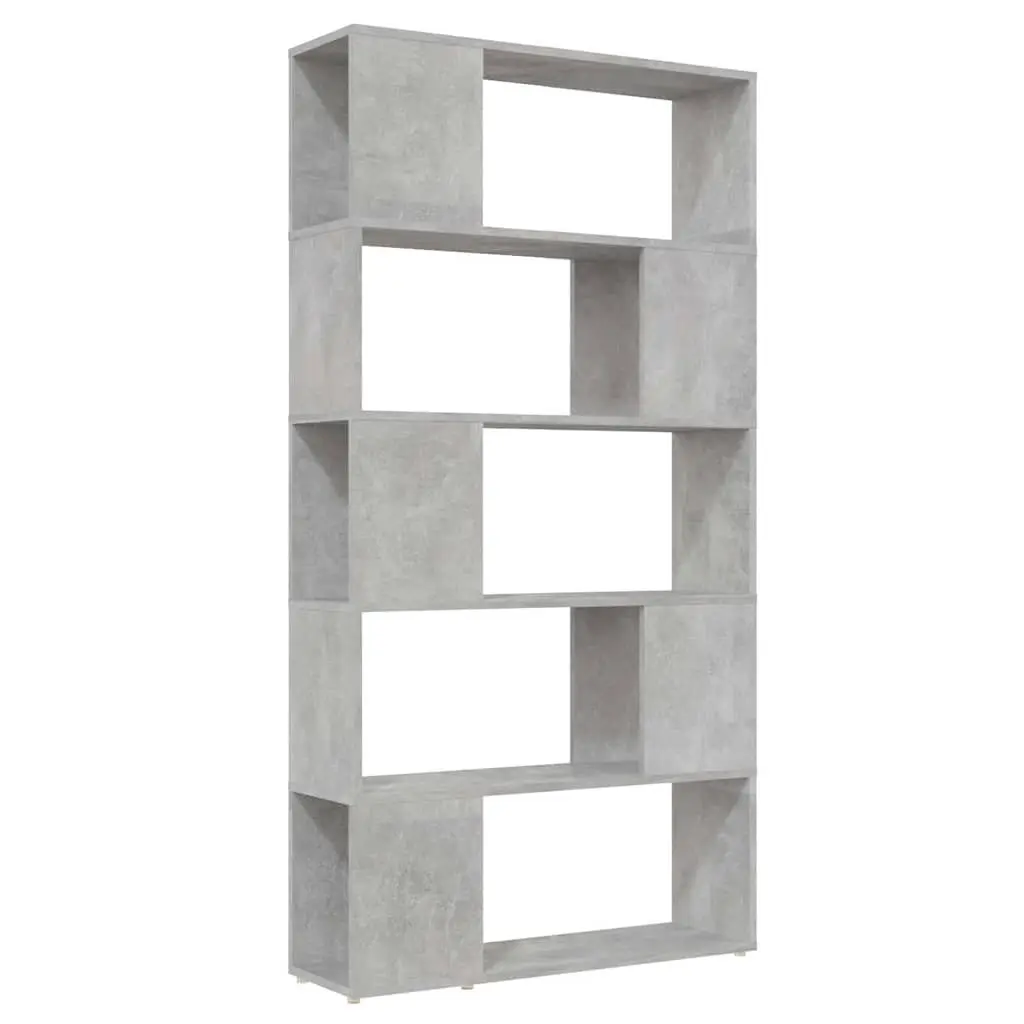Book Cabinet Room Divider Engineered Wood 80W x 24D x 155H cm Concrete Grey