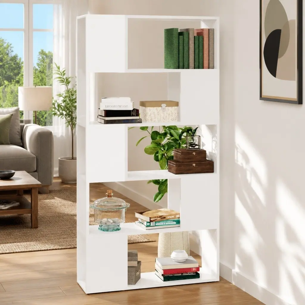Book Cabinet Room Divider Shelving Unit Storage White 80x24x155 cm Engineered