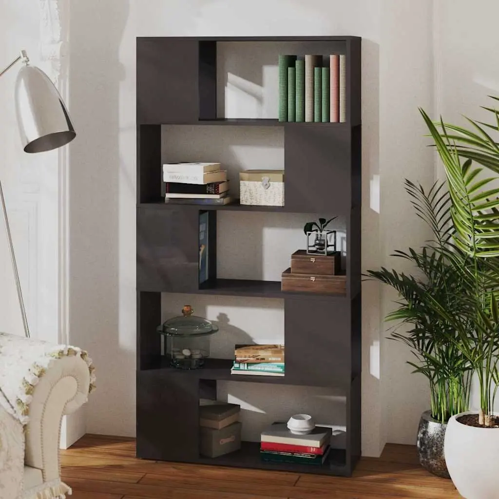 Book Cabinet Room Divider Engineered Wood 80x24x155cm High Gloss Grey