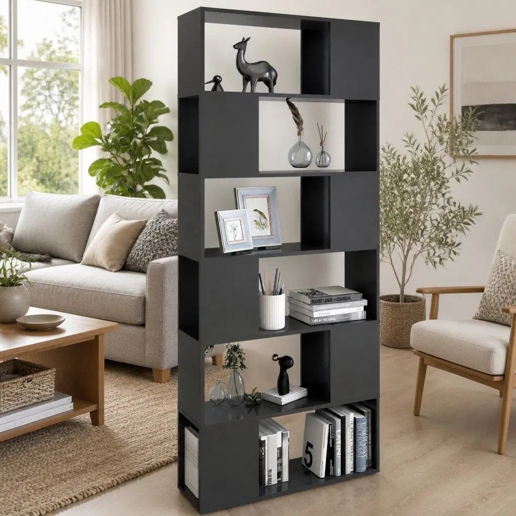 Book Cabinet Room Divider Engineered Wood 80x24x186cm Grey