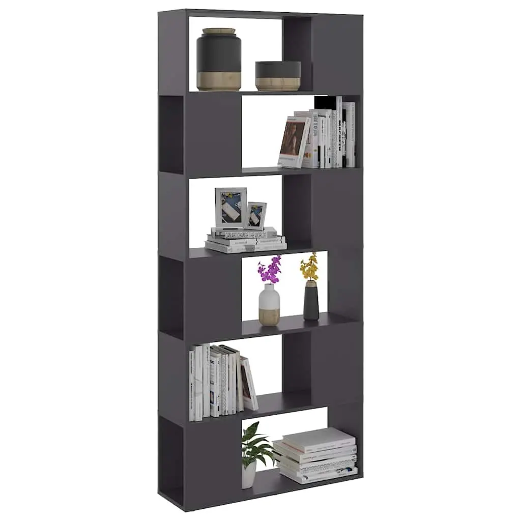 Book Cabinet Room Divider Engineered Wood 80x24x186cm Grey