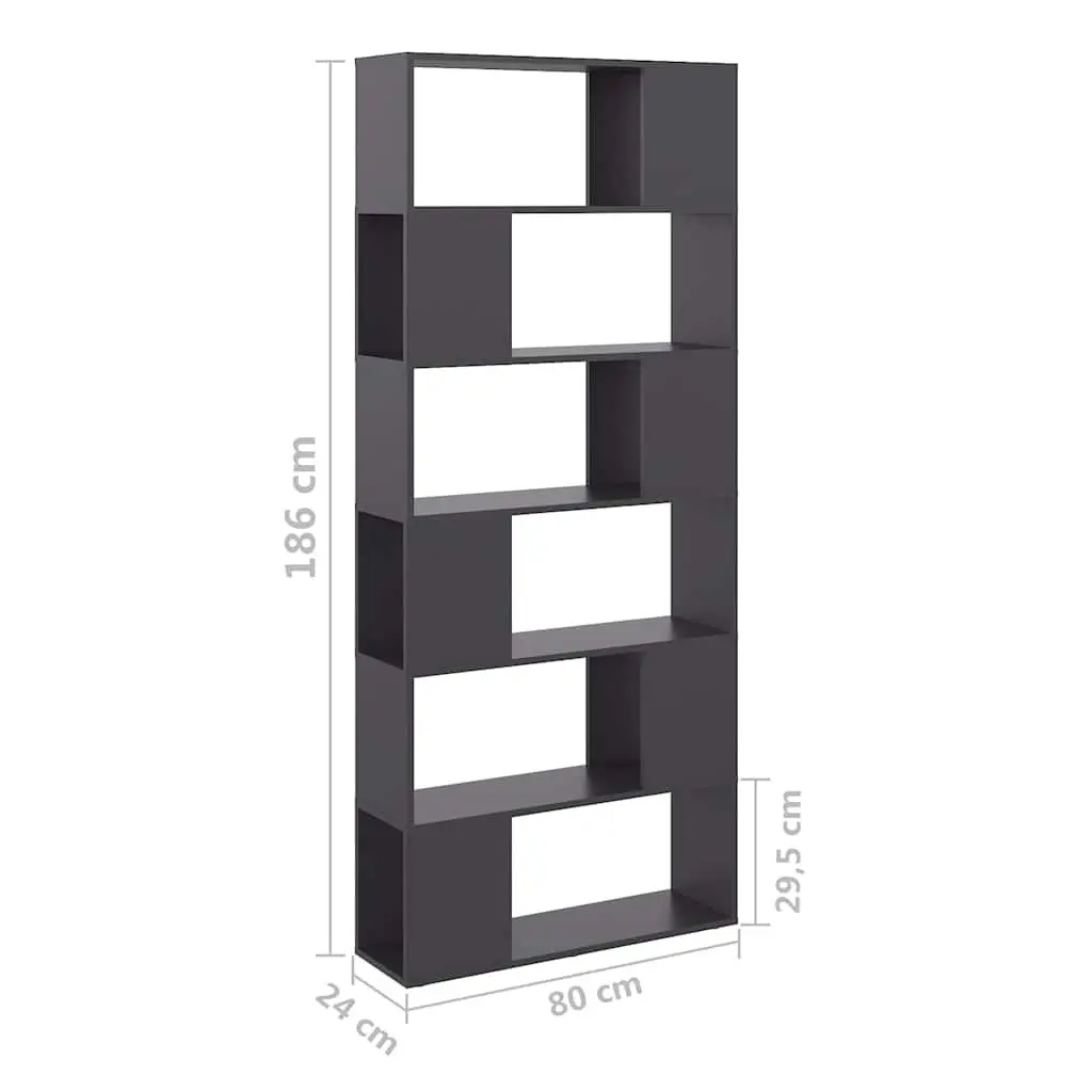 Book Cabinet Room Divider Engineered Wood 80x24x186cm Grey