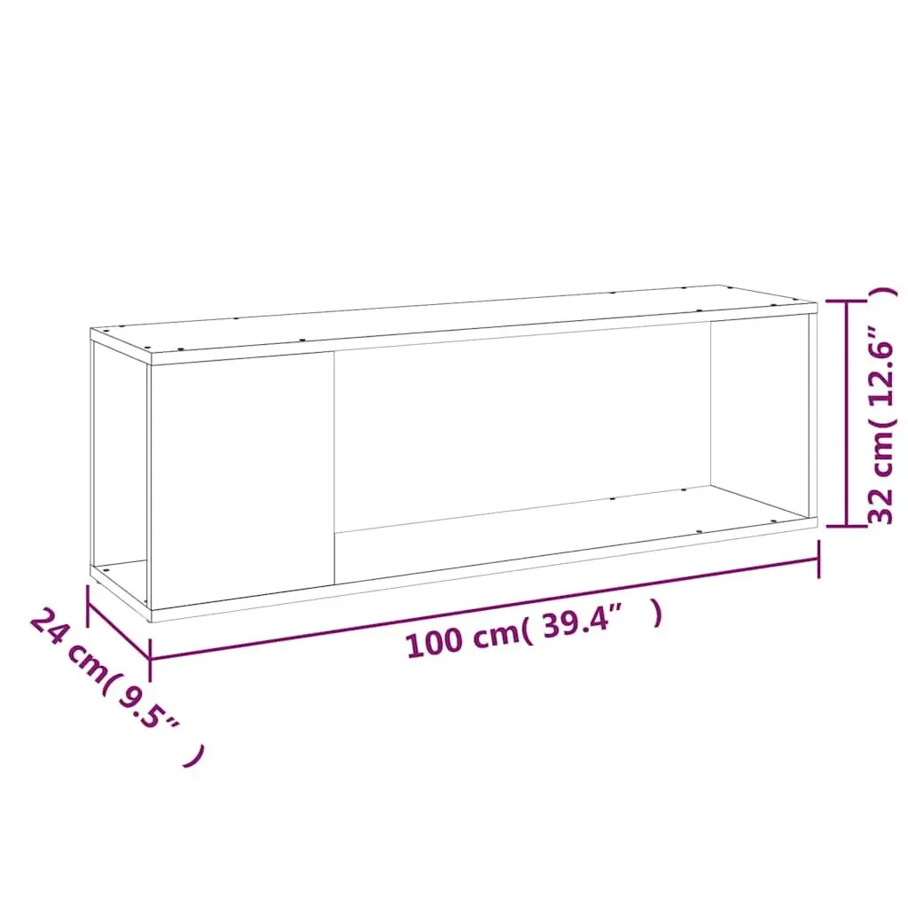 TV Cabinet Engineered Wood 100cm White with 2 Shelves