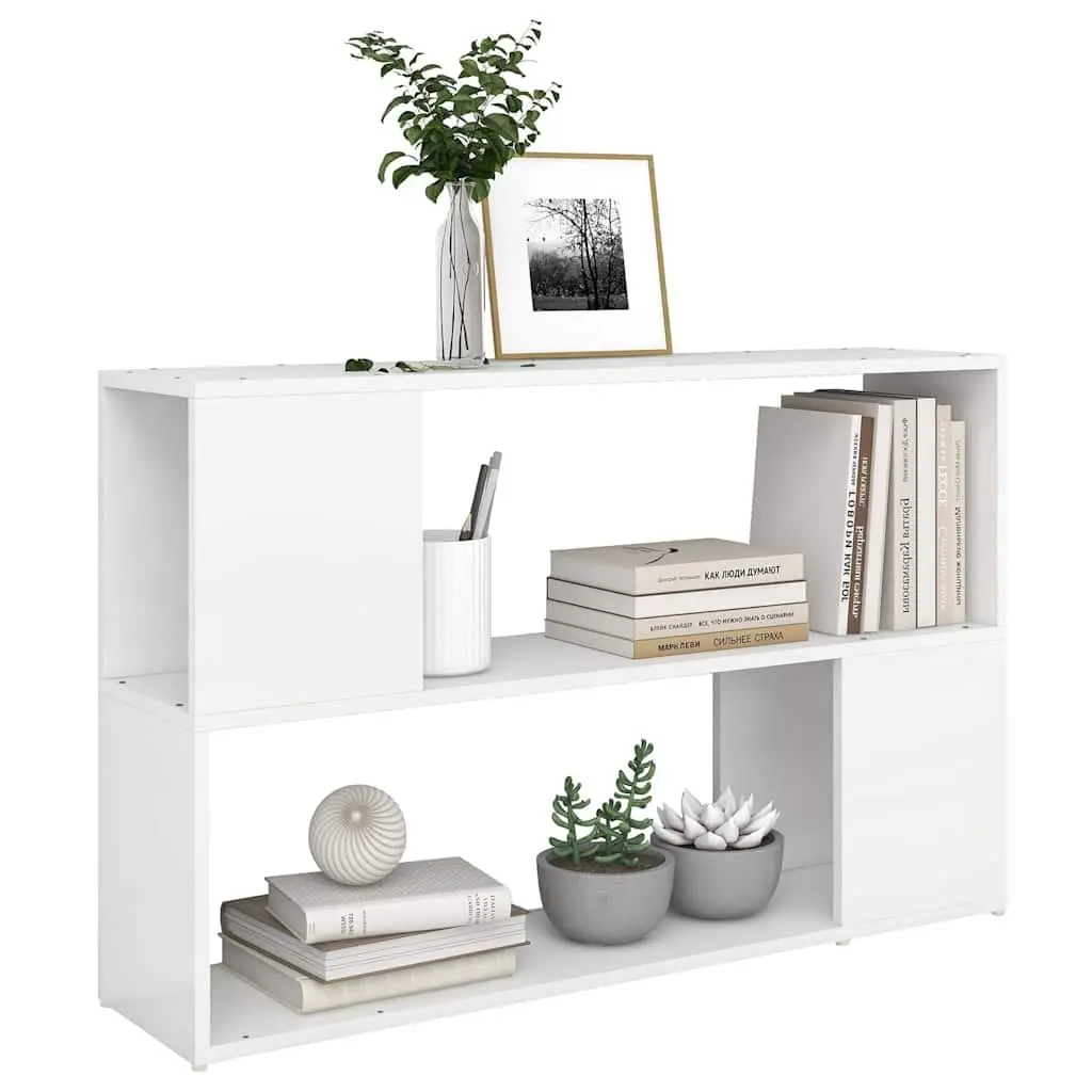 Book Cabinet White Engineered Wood Storage Shelving Unit with Open Compartments
