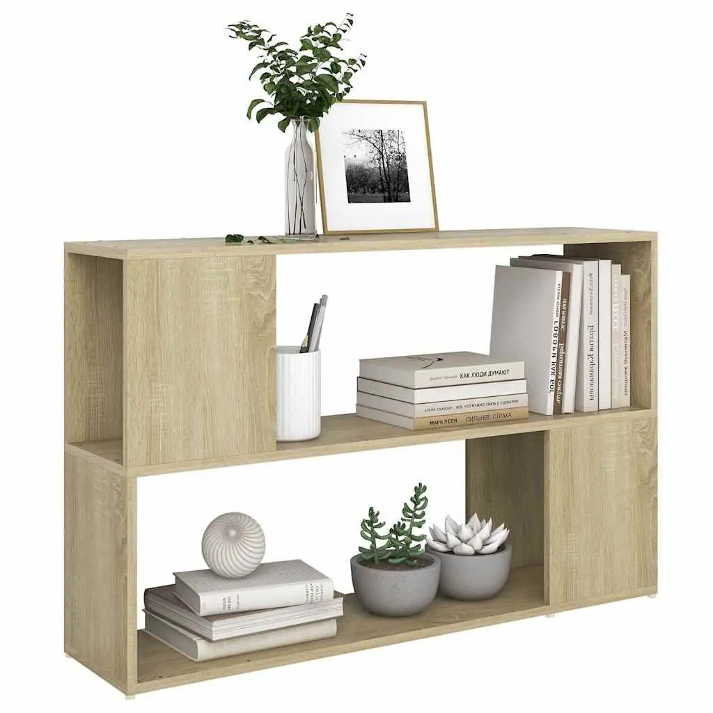 Brown Engineered Wood Book Cabinet Open Shelving Unit Sonoma Oak 100x24x63cm