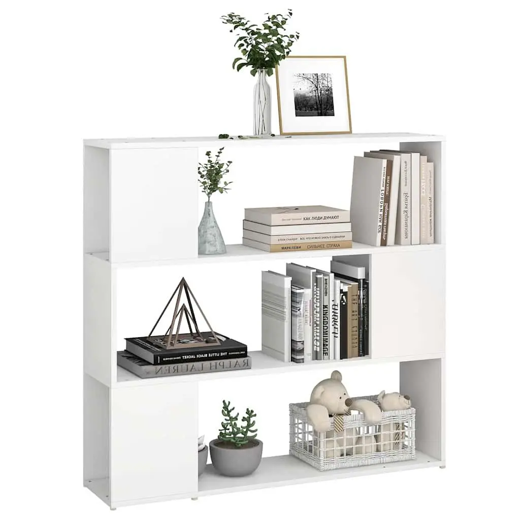 White Book Cabinet Room Divider Bookshelf 3 Compartments Storage Organiser