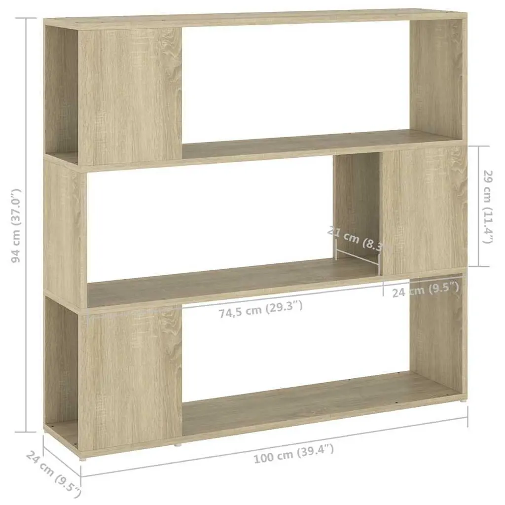 Book Cabinet Room Divider Brown Shelving Unit 100x24x94cm