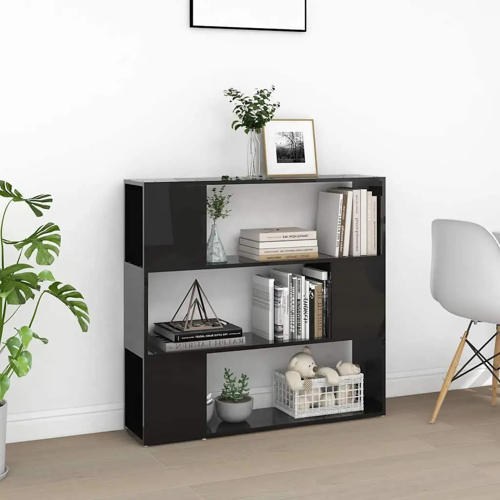 High Gloss Black Book Cabinet Room Divider