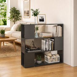 Book Cabinet Room Divider High Gloss Grey 100x24x94 cm Bookcase Shelving Unit