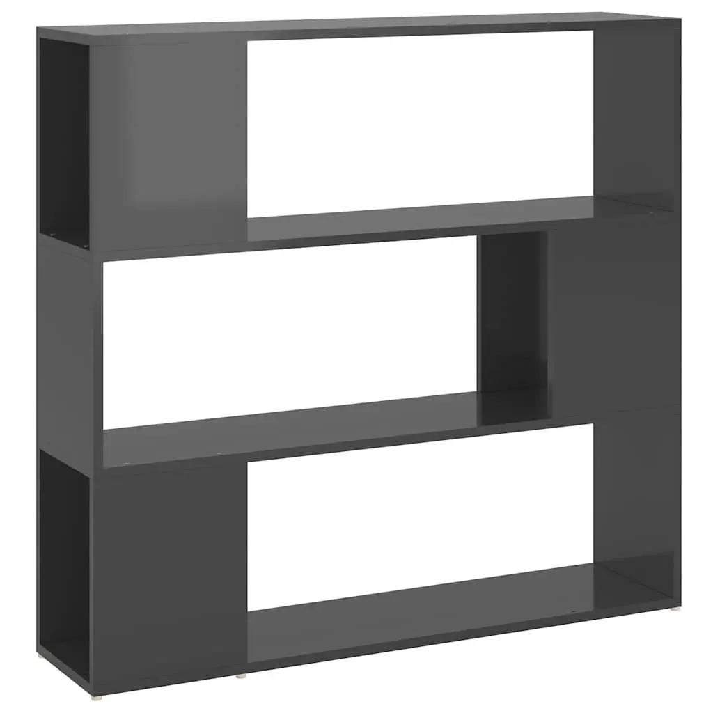 Book Cabinet Room Divider High Gloss Grey 100x24x94 cm Bookshelf Shelving Unit