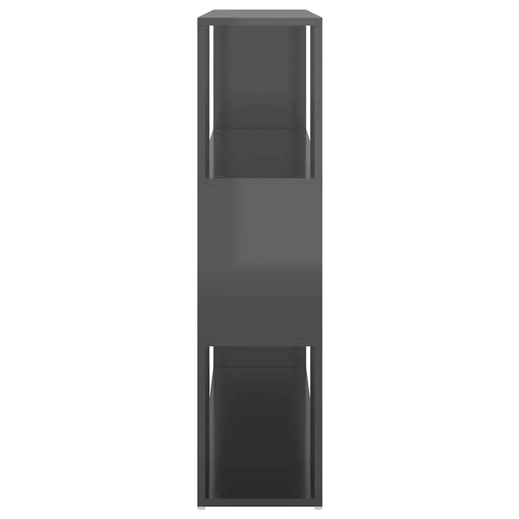 Book Cabinet Room Divider High Gloss Grey 100x24x94 cm Bookshelf Shelving Unit