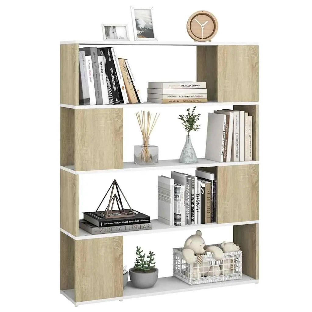 Bookcase Storage Unit Room Divider 4 Compartments Beige Sonoma Oak