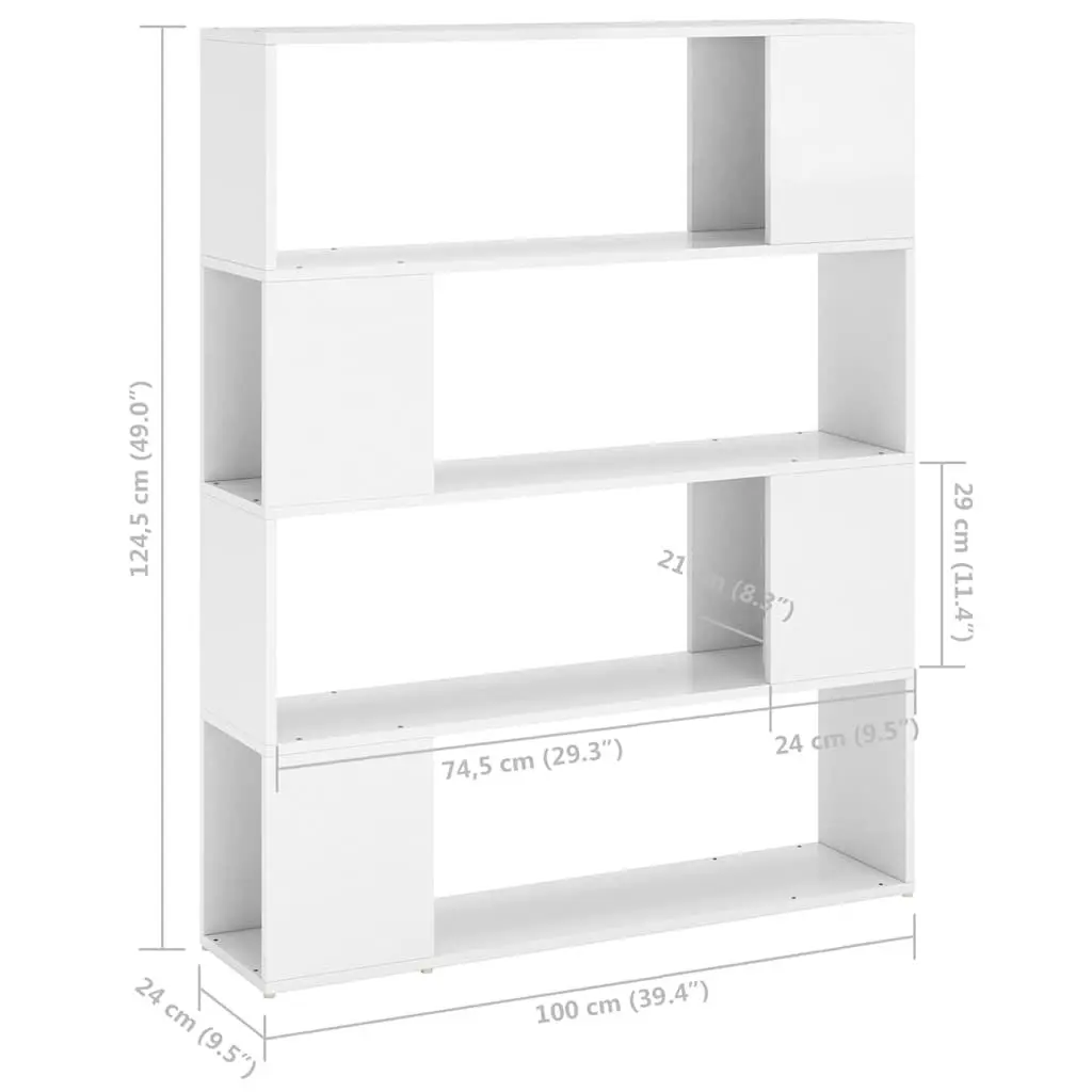 Bookcase and Room Divider in High Gloss White
