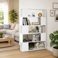 Functional White Bookcase Room Divider for Home Use