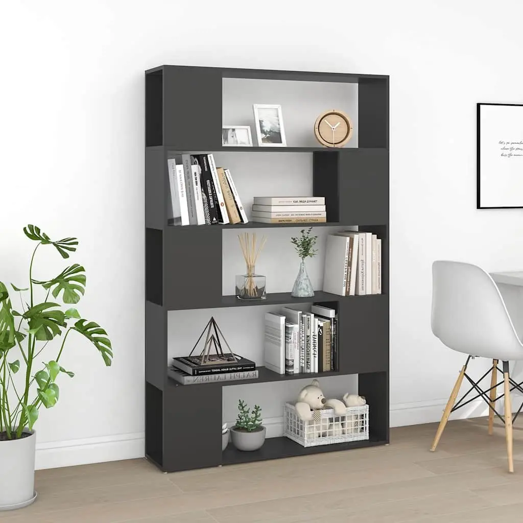 Book Cabinet Room Divider Shelving Unit Engineered Wood 100x24x155cm Grey