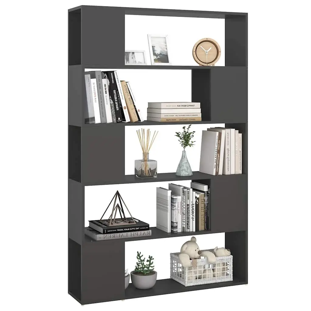 Book Cabinet Room Divider Shelving Unit Engineered Wood 100x24x155cm Grey