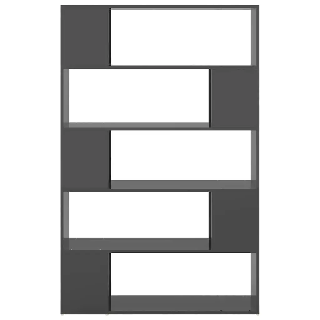 Book Cabinet Room Divider Engineered Wood 5 Compartments Grey Shelving Unit Storage Organiser