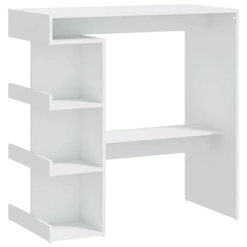 Bar Table with Storage Racks White Kitchen Dining Bistro Pub Space-Saving