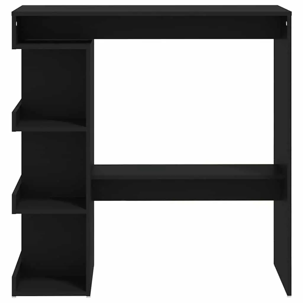 High Top Counter Bar Table Black Engineered Wood Compact Kitchen Dining Bistro with Storage Racks 100L x 50W x 1015H cm