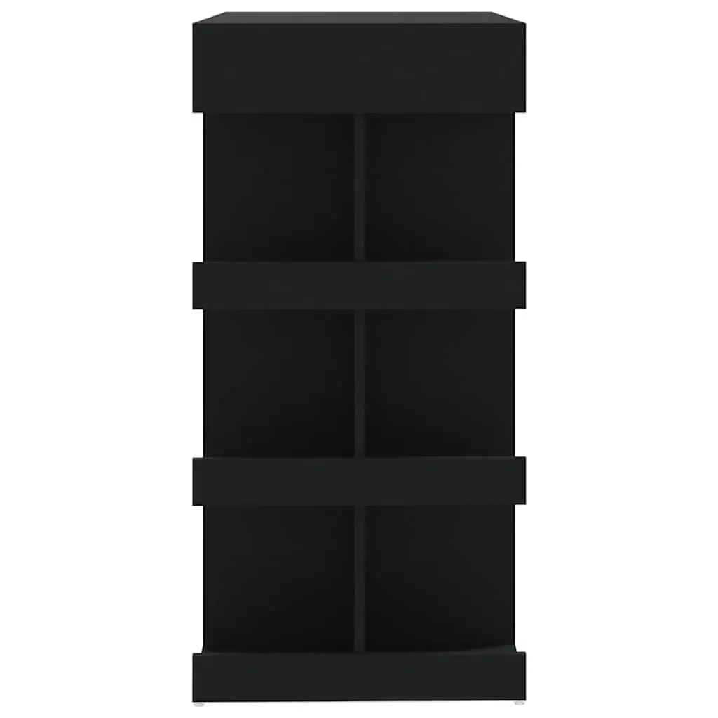 High Top Counter Bar Table Black Engineered Wood Compact Kitchen Dining Bistro with Storage Racks 100L x 50W x 1015H cm