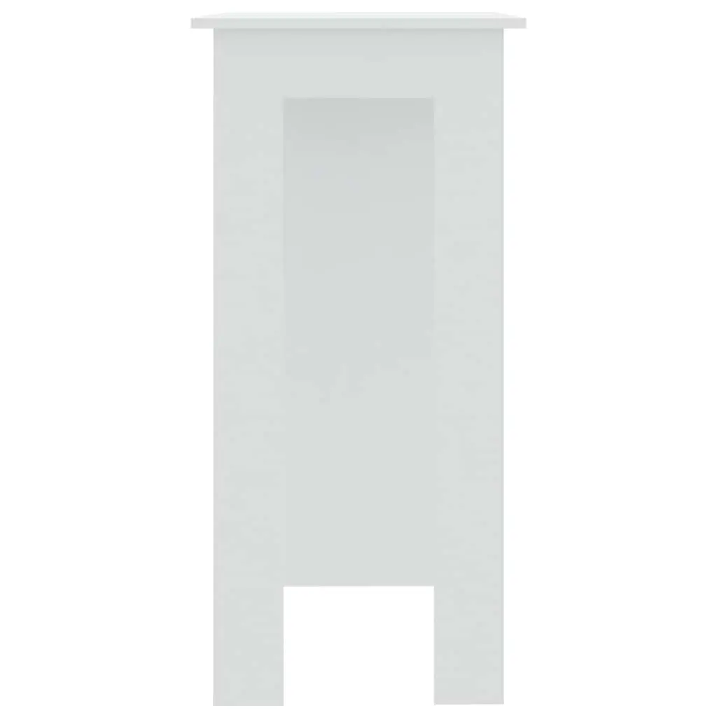 Bar Table with Storage Shelves White Modern Kitchen Dining Bistro Furniture