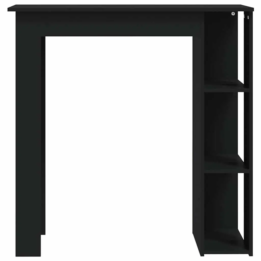 Bar Table with Storage Shelves Kitchen Dining Bistro Compact Black