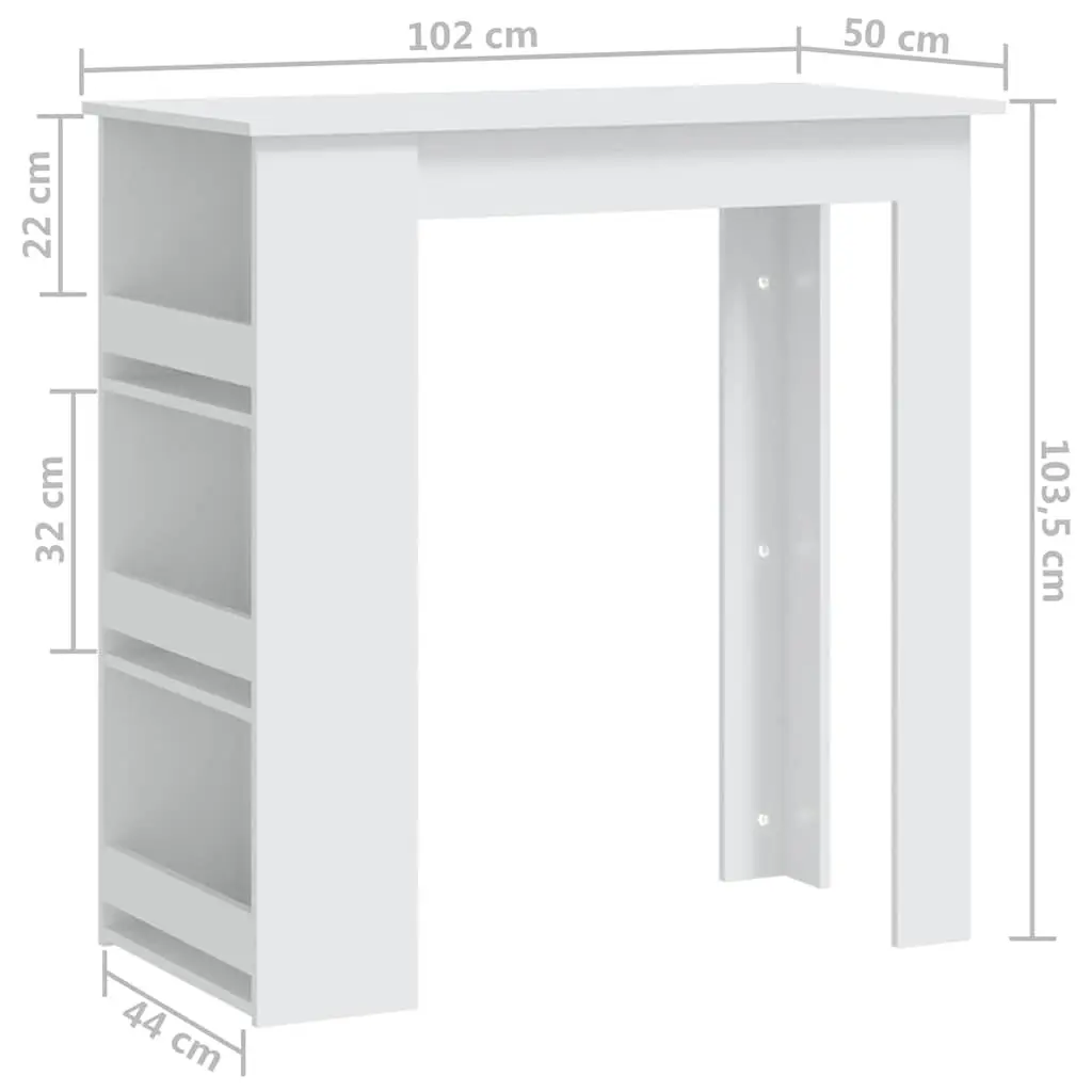 Bar Table White Kitchen Dining Storage Rack Bistro Compact Modern Design