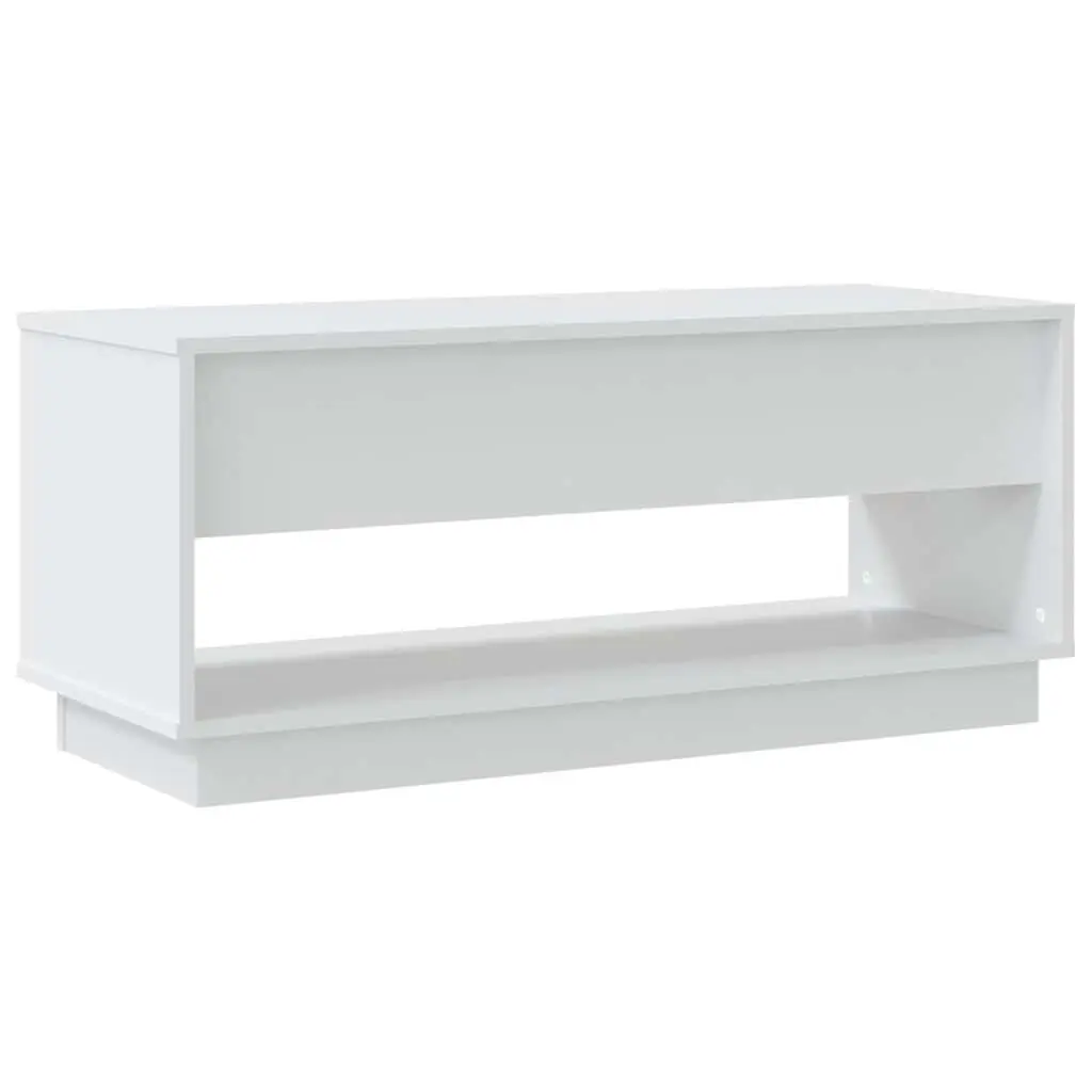 TV Cabinet Engineered Wood 102 x 41 x 44 cm White 2 Drawers Open Compartment Lowboard