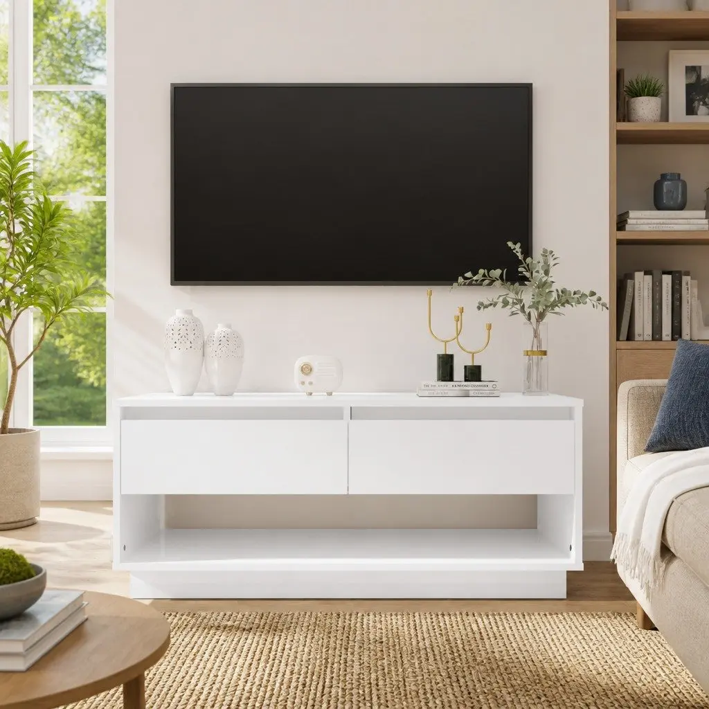 White High Gloss Lowboard TV Cabinet for Home Use