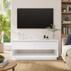 Functional White High Gloss Lowboard TV Cabinet for Home Use