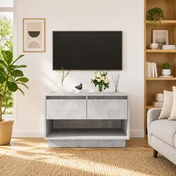 Practical TV Cabinet for Everyday Use in Concrete Grey