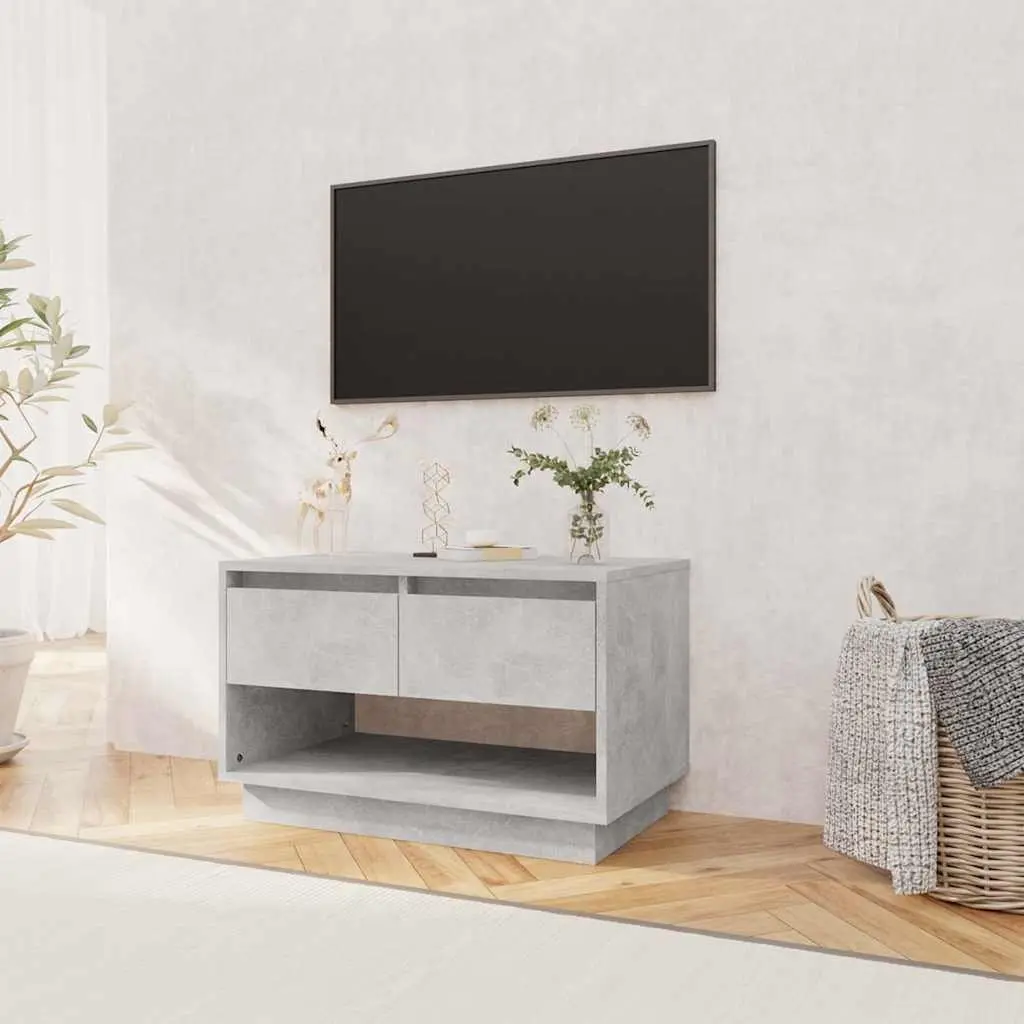 TV Cabinet Engineered Wood Concrete Grey 70 x 41 x 44 cm 2 Drawers Open Compartment