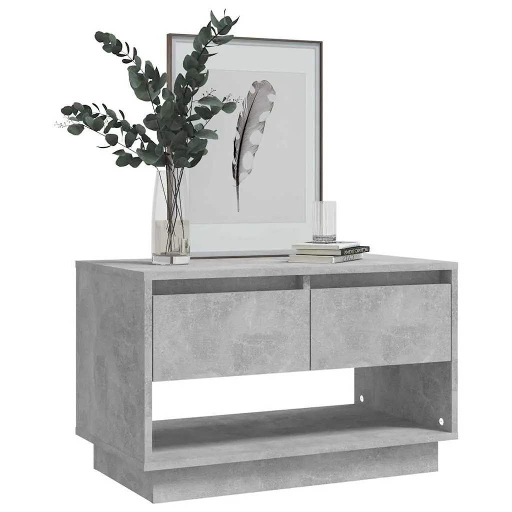TV Cabinet Engineered Wood Concrete Grey 70 x 41 x 44 cm 2 Drawers Open Compartment