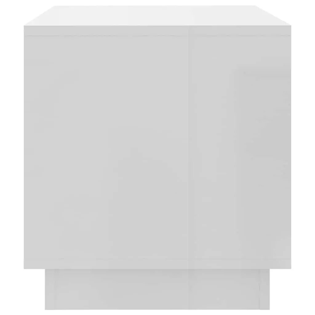White Engineered Wood TV Stand 70x41x44cm High Gloss Storage Unit with 2 Drawers and 1 Open Compartment