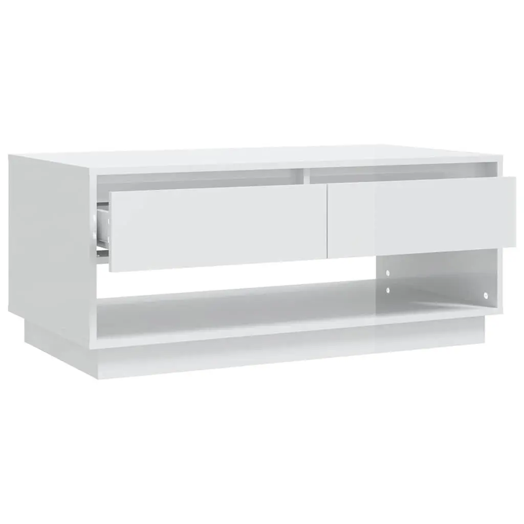 White Coffee Table Modern Design Storage Drawers Living Room Accent Furniture