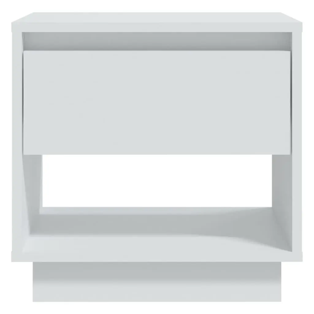 Bedside Cabinet Engineered Wood White 45 x 34 x 44 cm Nightstand Storage Drawer Open Compartment