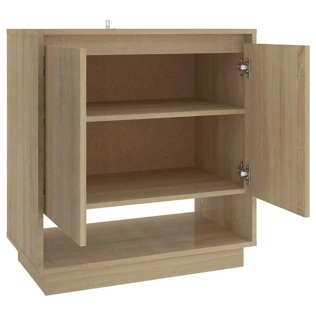 Sideboard Brown Storage Cabinet with Doors Compartments Engineered Wood