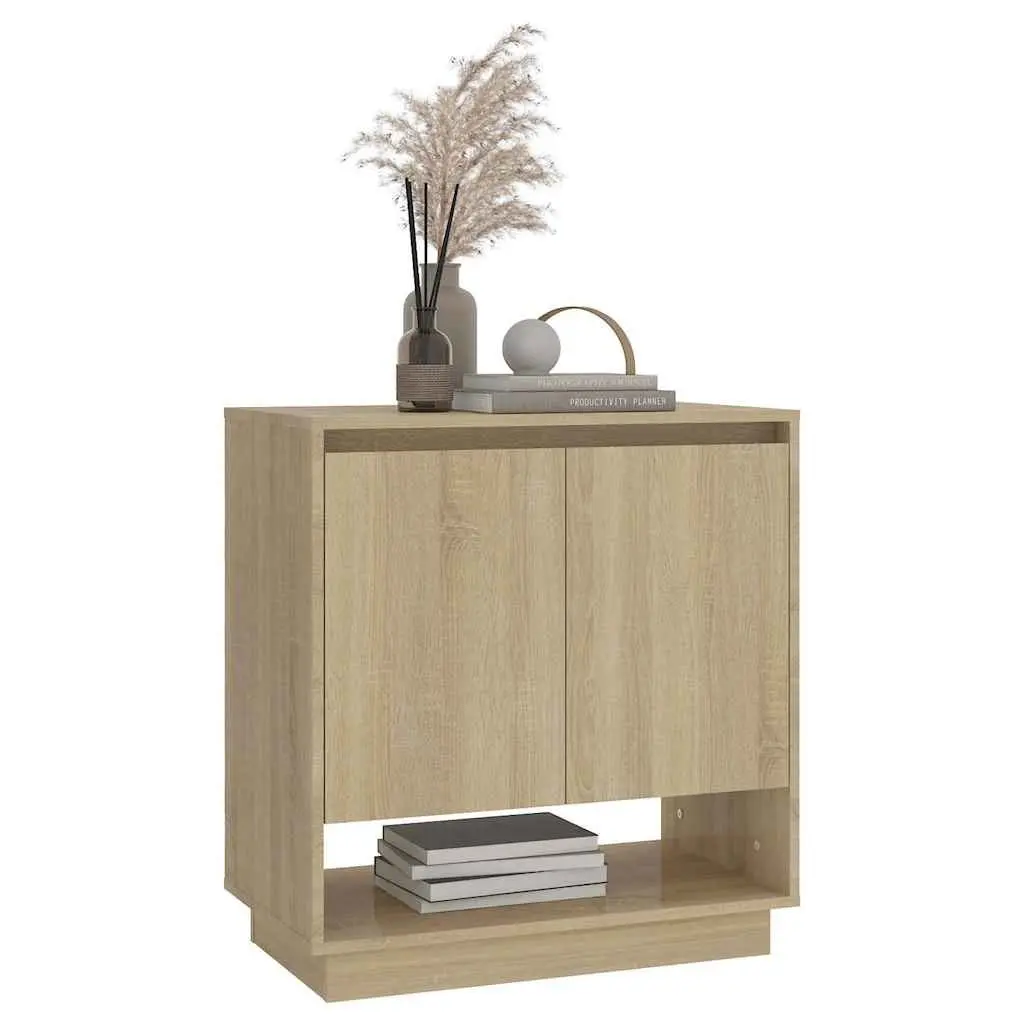 Sideboard Brown Storage Cabinet with Doors Compartments Engineered Wood