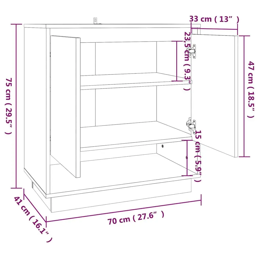 Sideboard Brown Storage Cabinet with Doors Compartments Engineered Wood