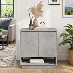 Sideboard Storage Cabinet Grey Engineered Wood Doors Compartments Home Furniture