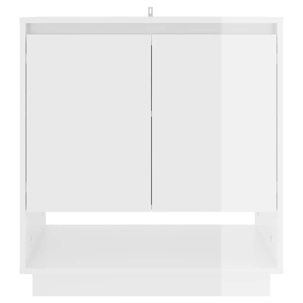 Sideboard Storage Cabinet Minimalist High Gloss White Engineered Wood 70x41x75cm with Doors and Compartments for Home Furniture