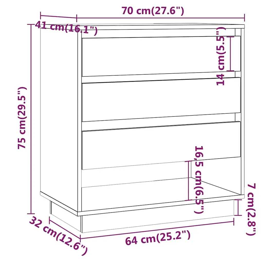 Sideboard Storage Cabinet Engineered Wood 70x41x75cm Brown