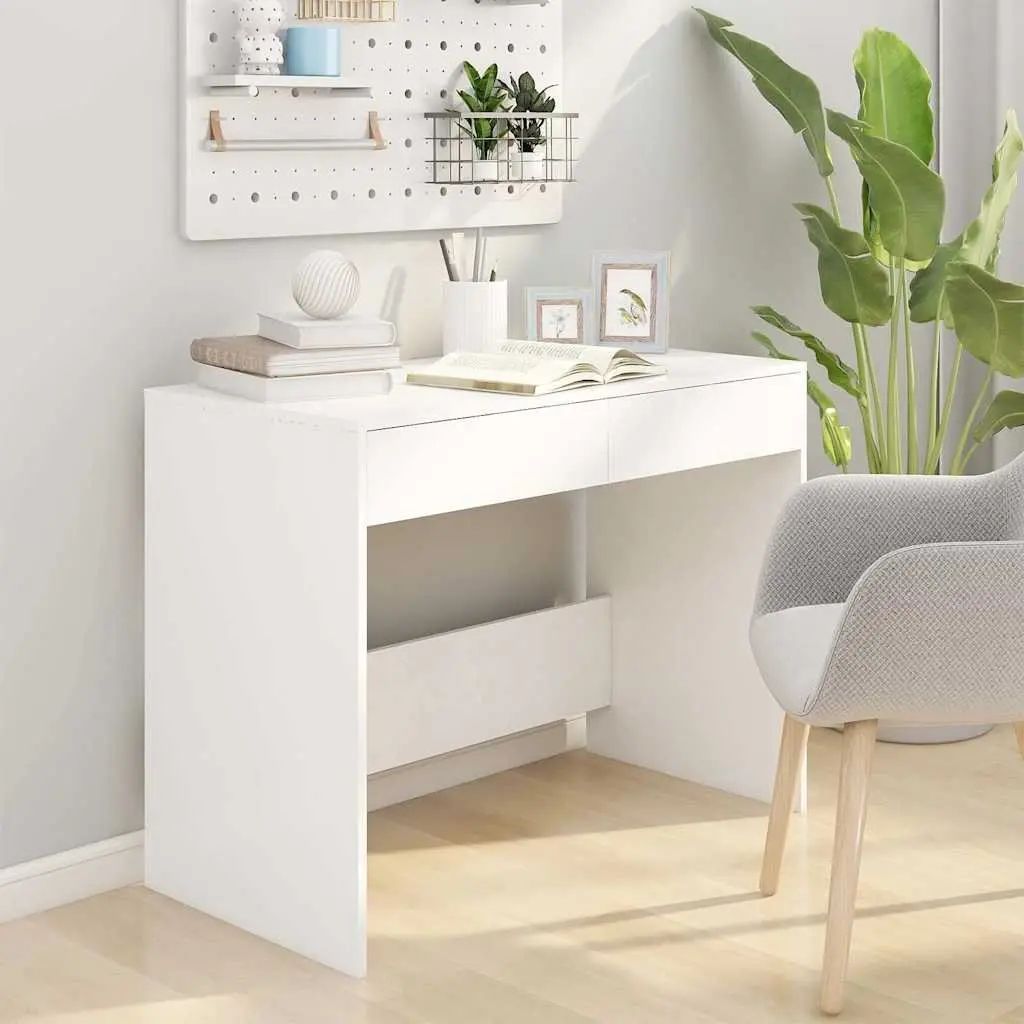White Office Desk with 2 Drawers for Home and Office