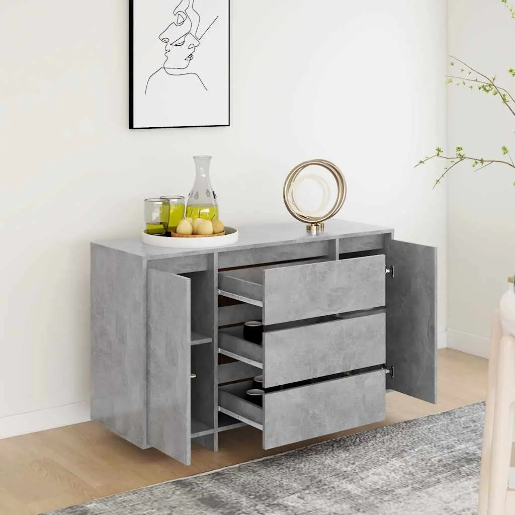 Sideboard Cabinet Engineered Wood 120 x 41 x 75 cm Grey 2 Doors 3 Drawers