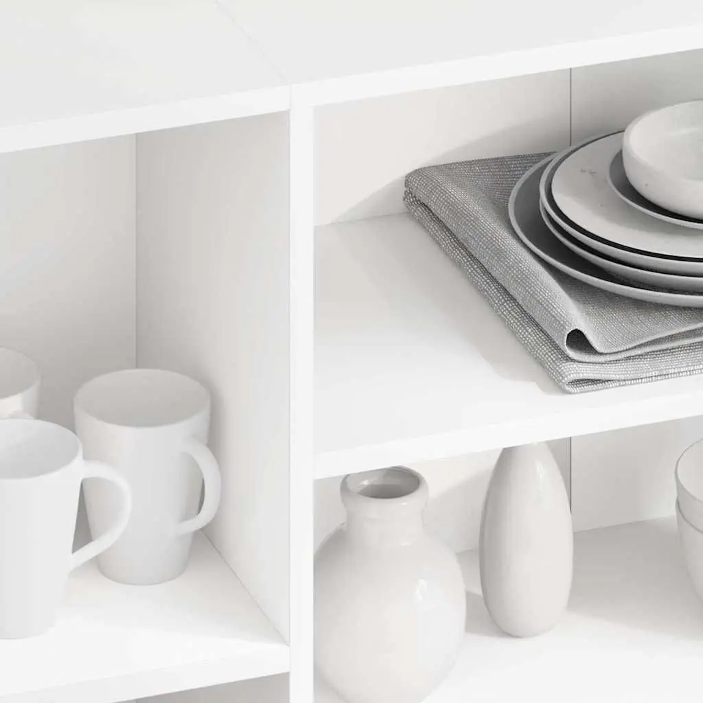 Sideboard Engineered Wood 120W x 30D x 75H cm White Modern Storage Cabinet with Shelves