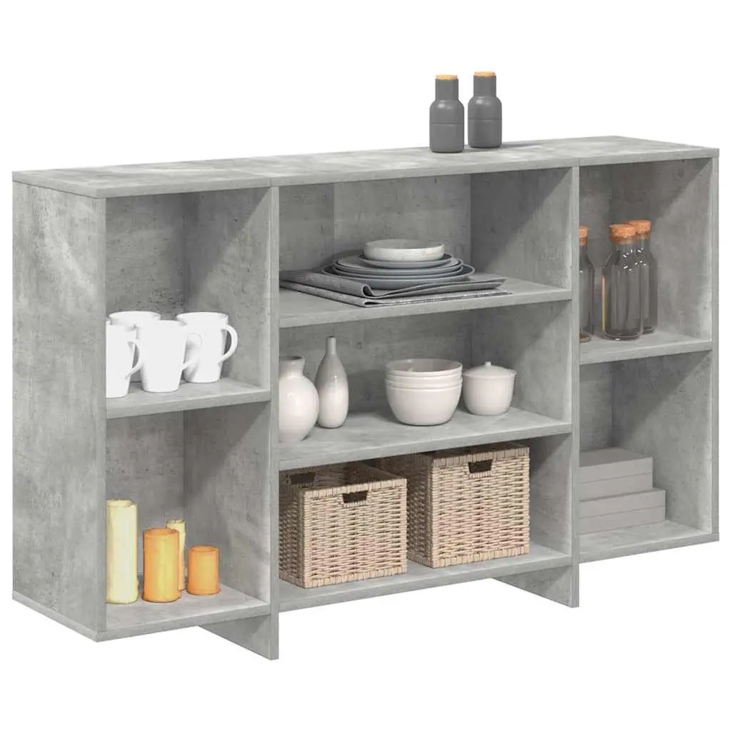 Sideboard with Shelves Grey Modern Storage Cabinet Cupboard Buffet Furniture