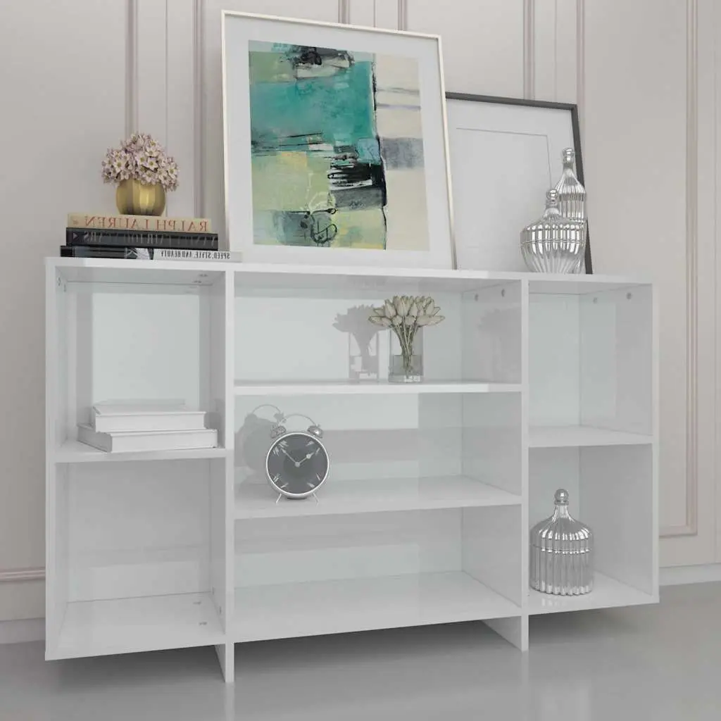 Sideboard Engineered Wood 120 x 30 x 75 cm White High Gloss Modern Cupboard Furniture