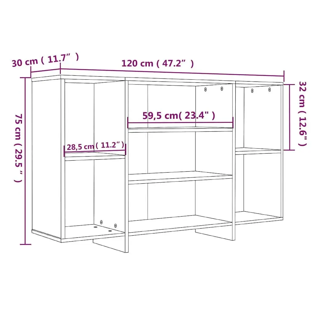 Sideboard Engineered Wood 120 x 30 x 75 cm White High Gloss Modern Cupboard Furniture
