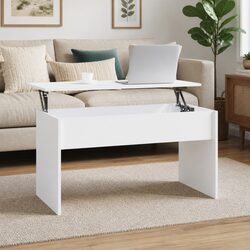 Coffee Table White Lift Top Storage Compartment Living Room Furniture