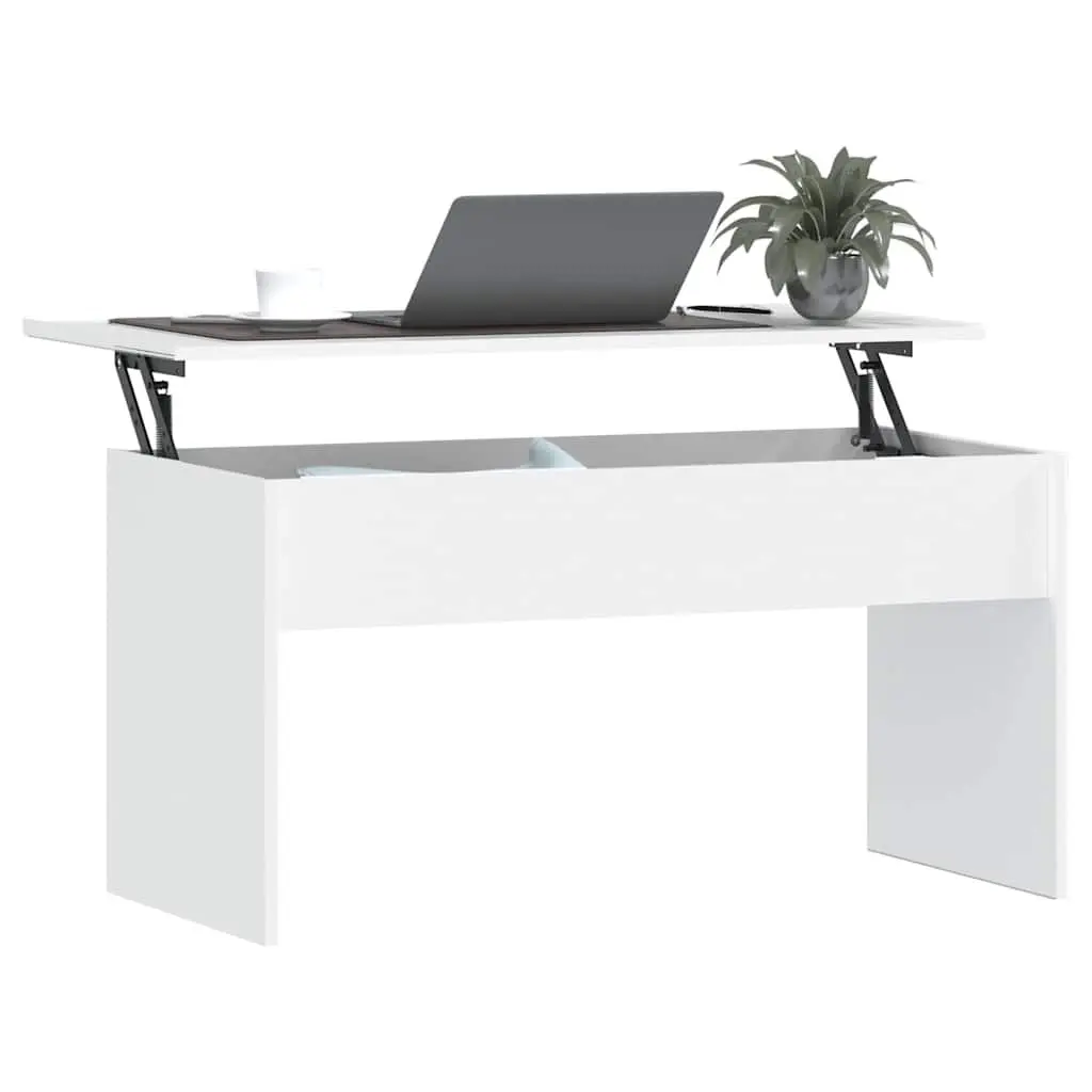 Coffee Table Engineered Wood Lift Top White 102 x 50.5 x 52.5 cm